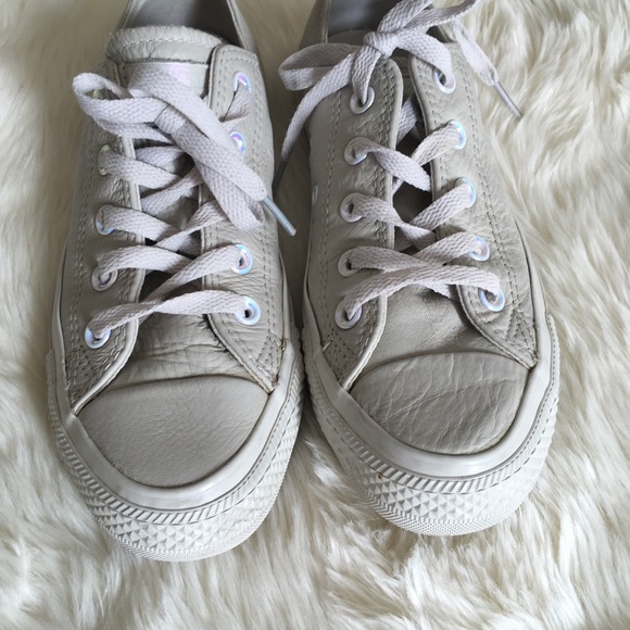 Converse Ivory Leather Holographic Sneakers - Picture 3 of 8